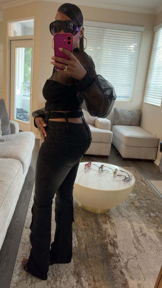 Crisscross denim jeans